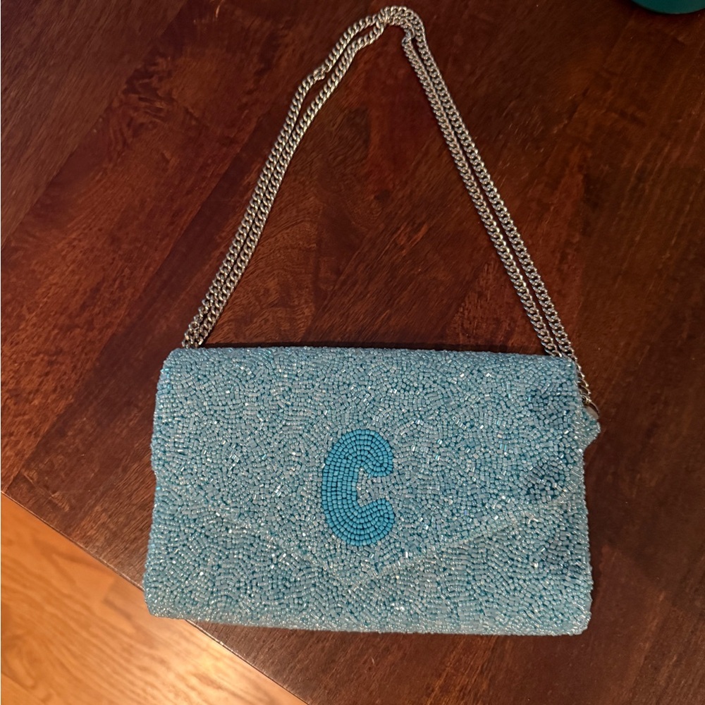 Island To East Side Beaded Clutch in Teal - Picture 4 of 5